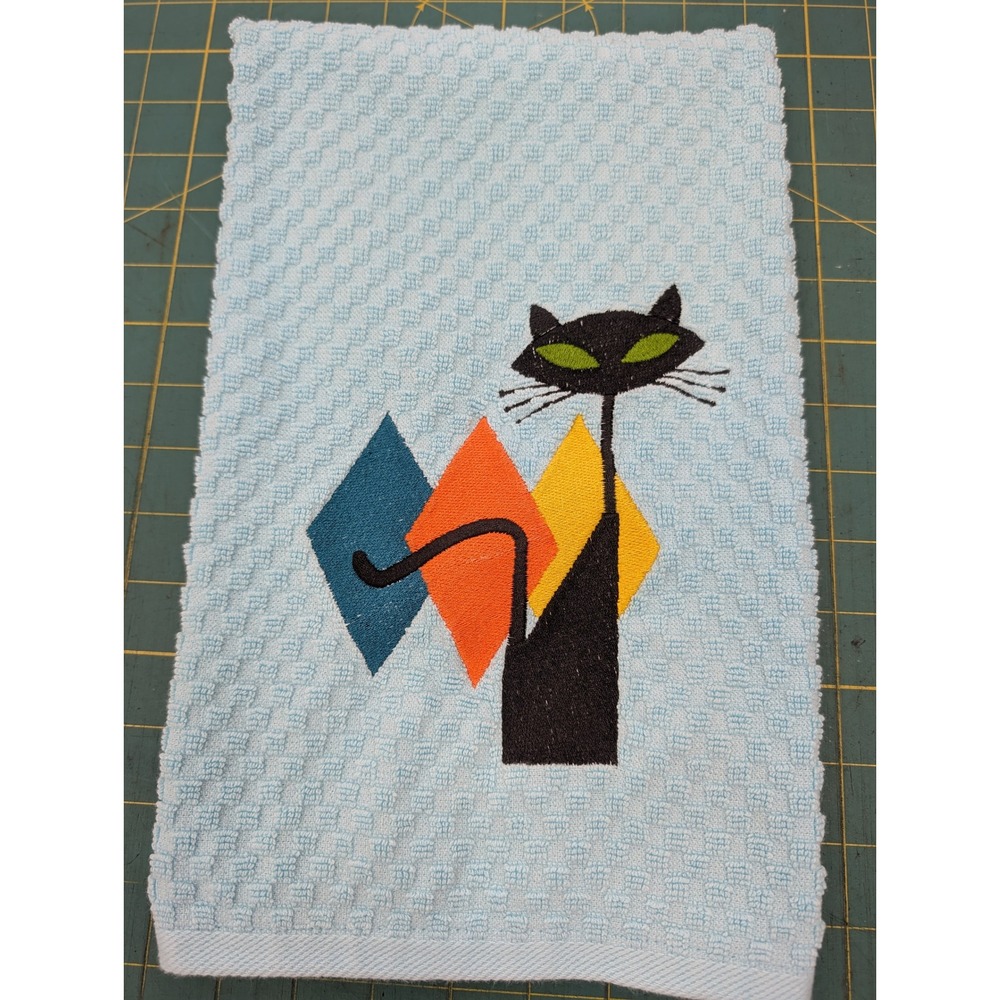 Retro Mid Century Modern Atomic Cat Kitchen Towel Set of 1  Great Gift Idea!